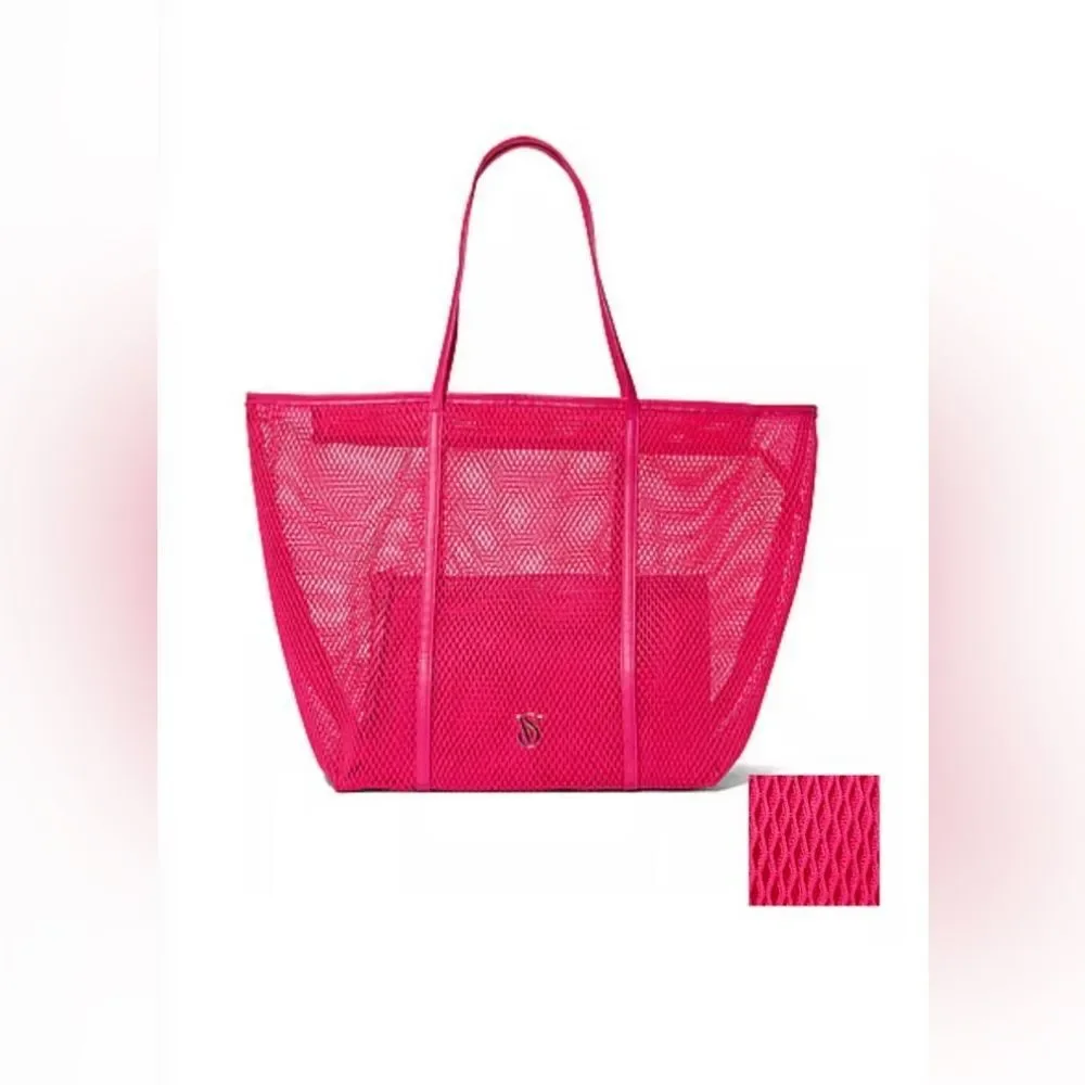 NWT Victoria Secret Pink Mesh Tote Bag and Zip Pouch Set